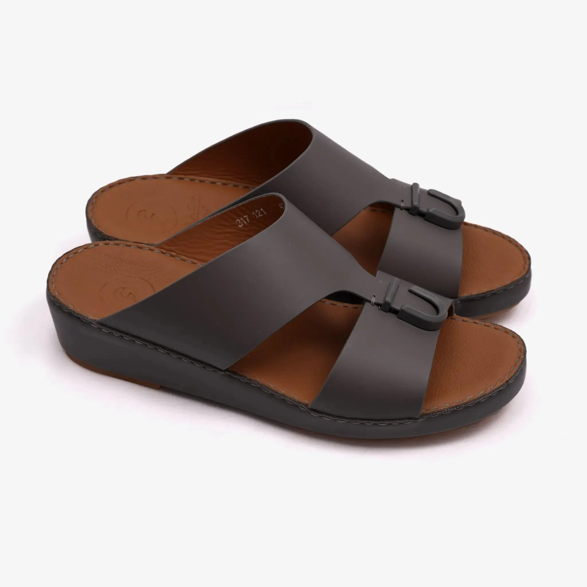 MATTE BERNINI CLASSIC ARABIC LEATHER SANDALS SCHIST