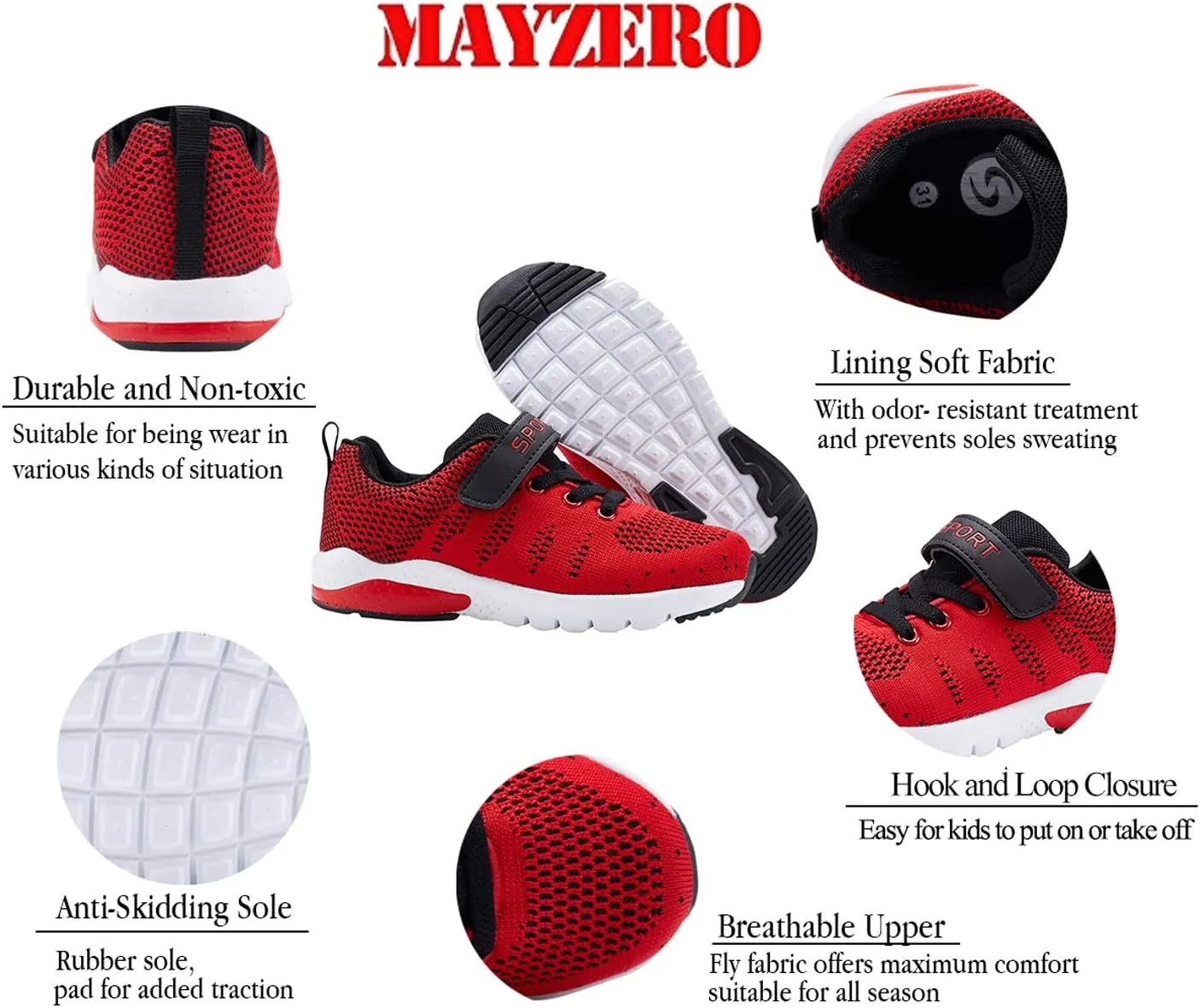 MAYZERO Kids Tennis Shoes Running Sports Shoes Breathable Athletic Shoes Lightweight Walking Shoes Fashion Sneakers for Boys and Girls