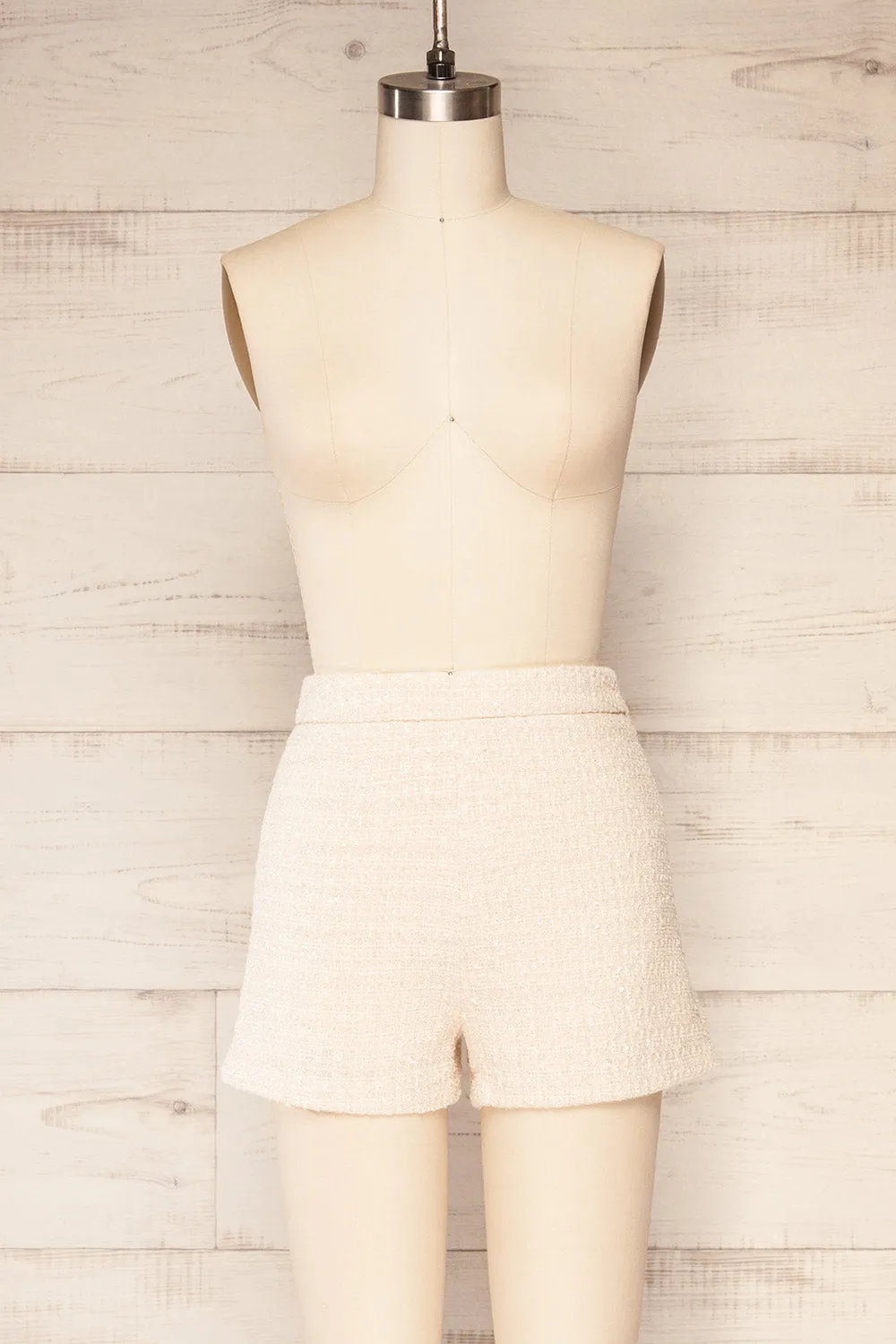 Melvin | High-Waisted Cream Shorts