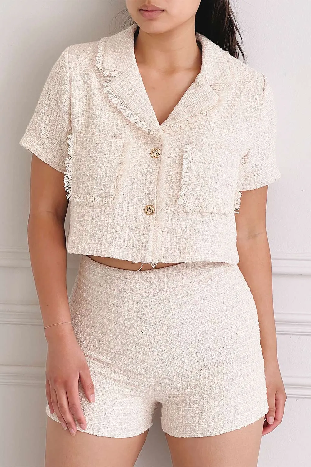 Melvin | High-Waisted Cream Shorts
