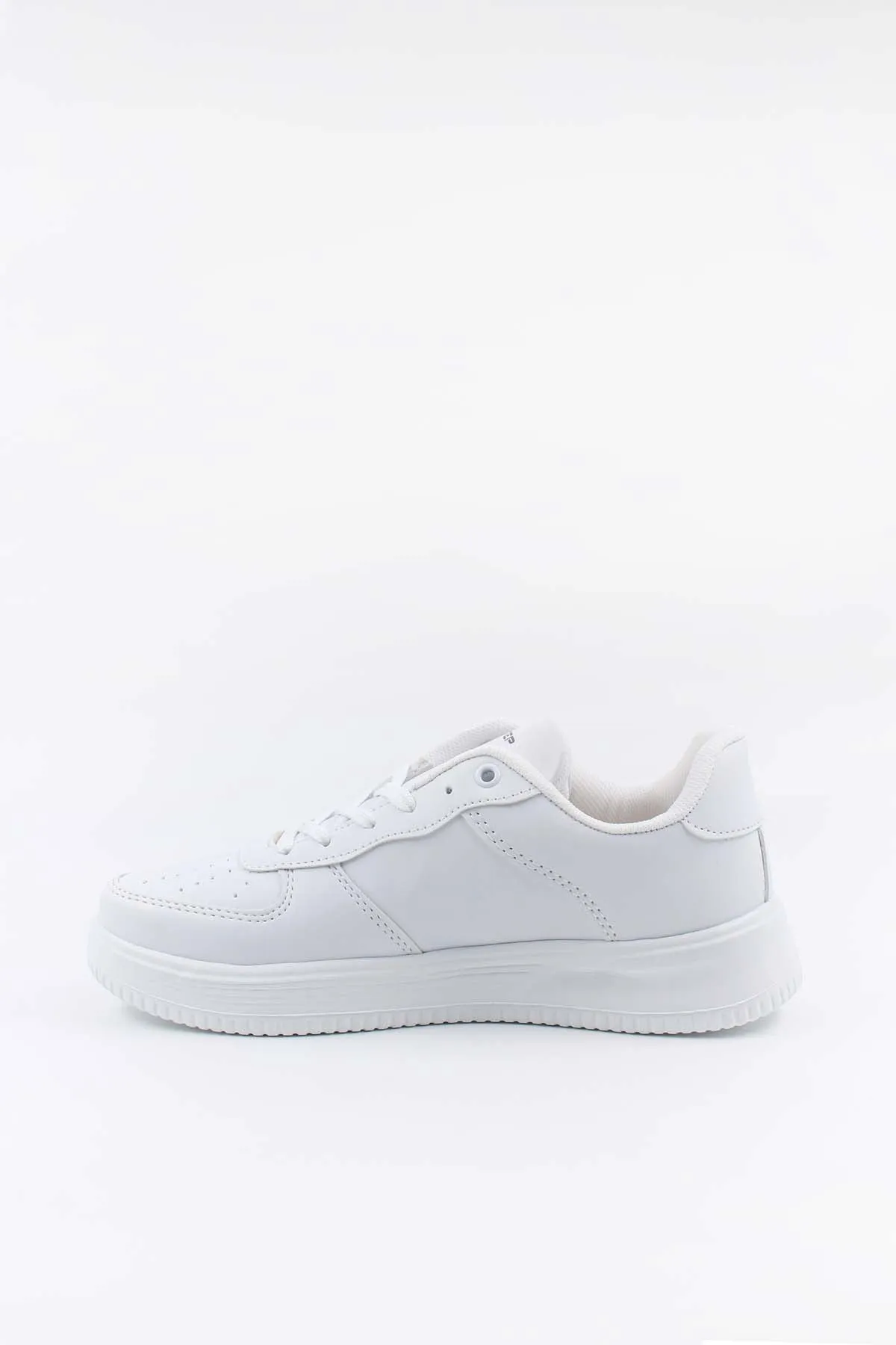 Men's All-White Leather Low-Top Sneakers with Perforated Details - Wessi
