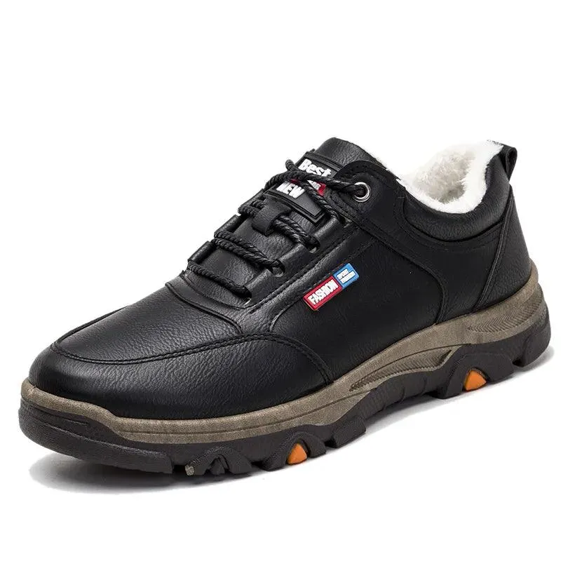 Men's Leather Shoes – Breathable Waterproof Casual Sneakers for Outdoor Hiking