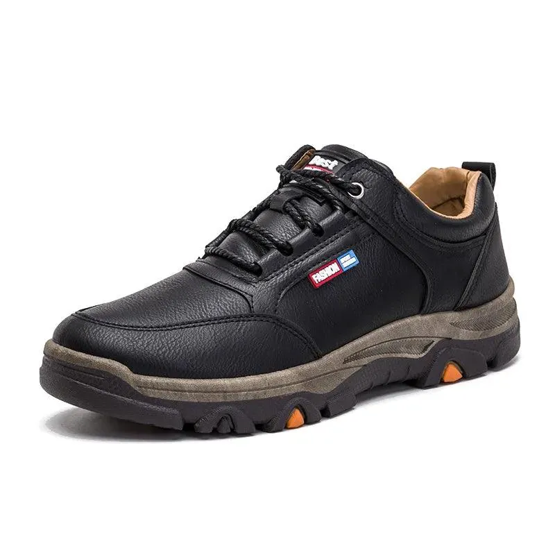 Men's Leather Shoes – Breathable Waterproof Casual Sneakers for Outdoor Hiking