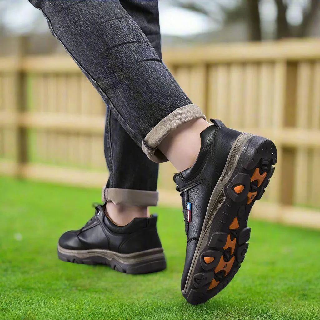 Men's Leather Shoes – Breathable Waterproof Casual Sneakers for Outdoor Hiking