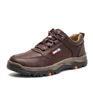 Men's Leather Shoes – Breathable Waterproof Casual Sneakers for Outdoor Hiking