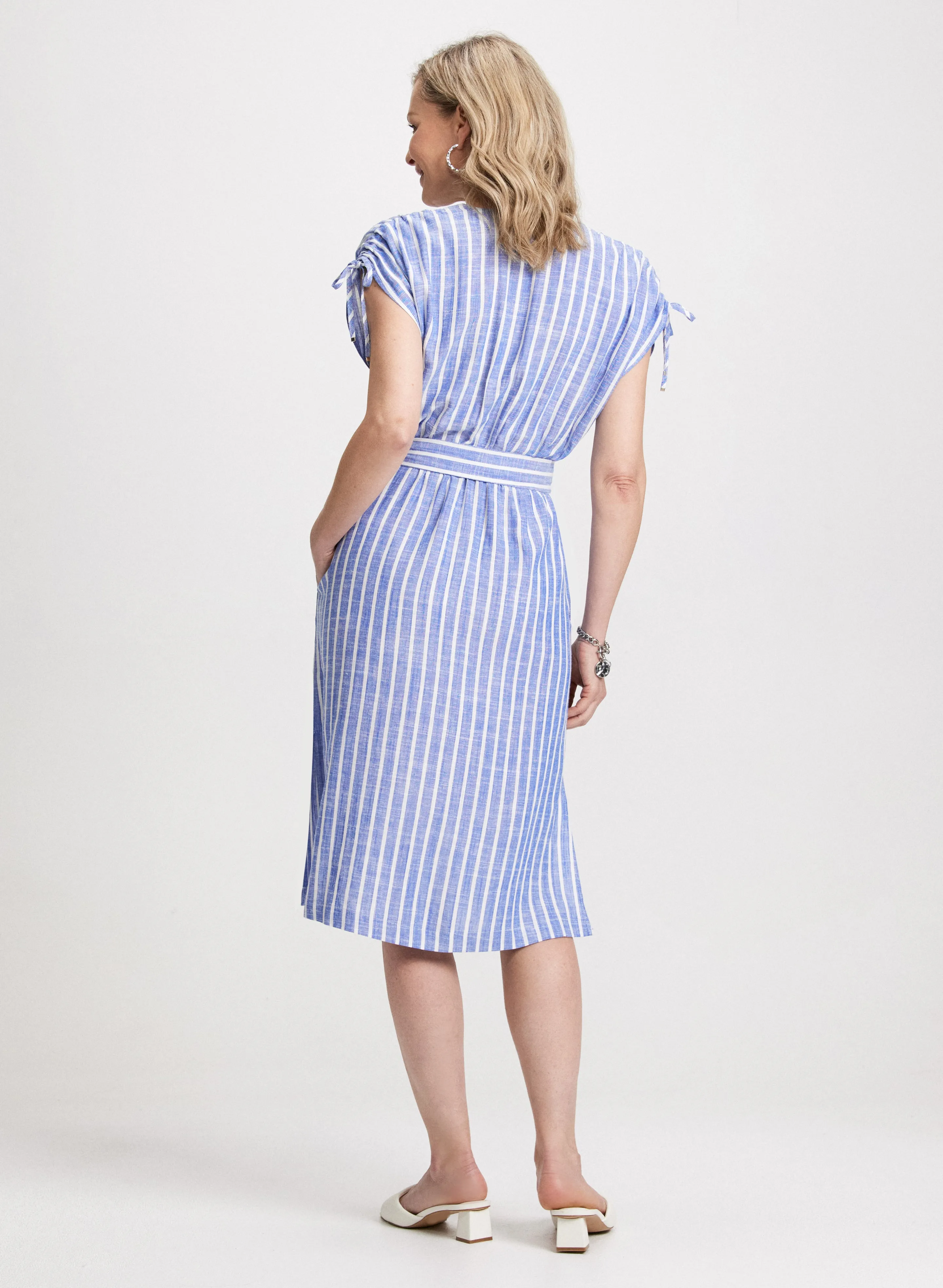 Midi Striped Linen Blend Dress