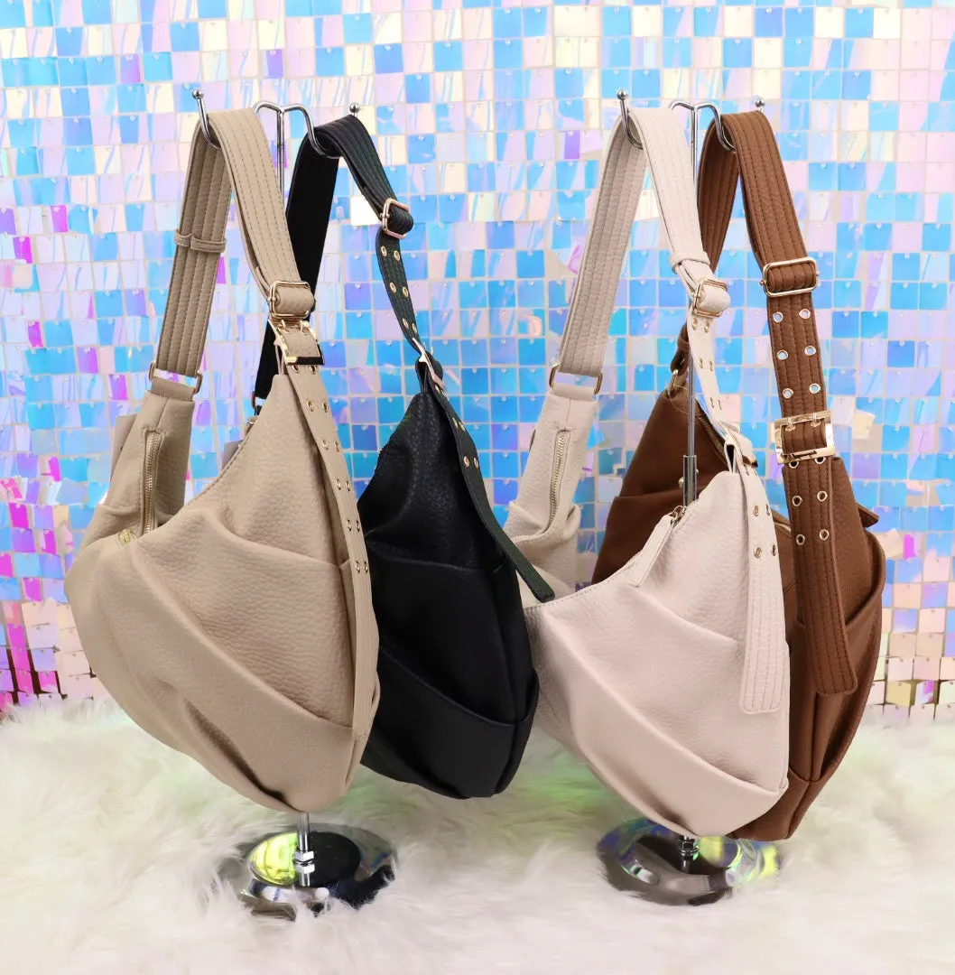 Miley Crescent Bag in Brown, Beige, Taupe or Black