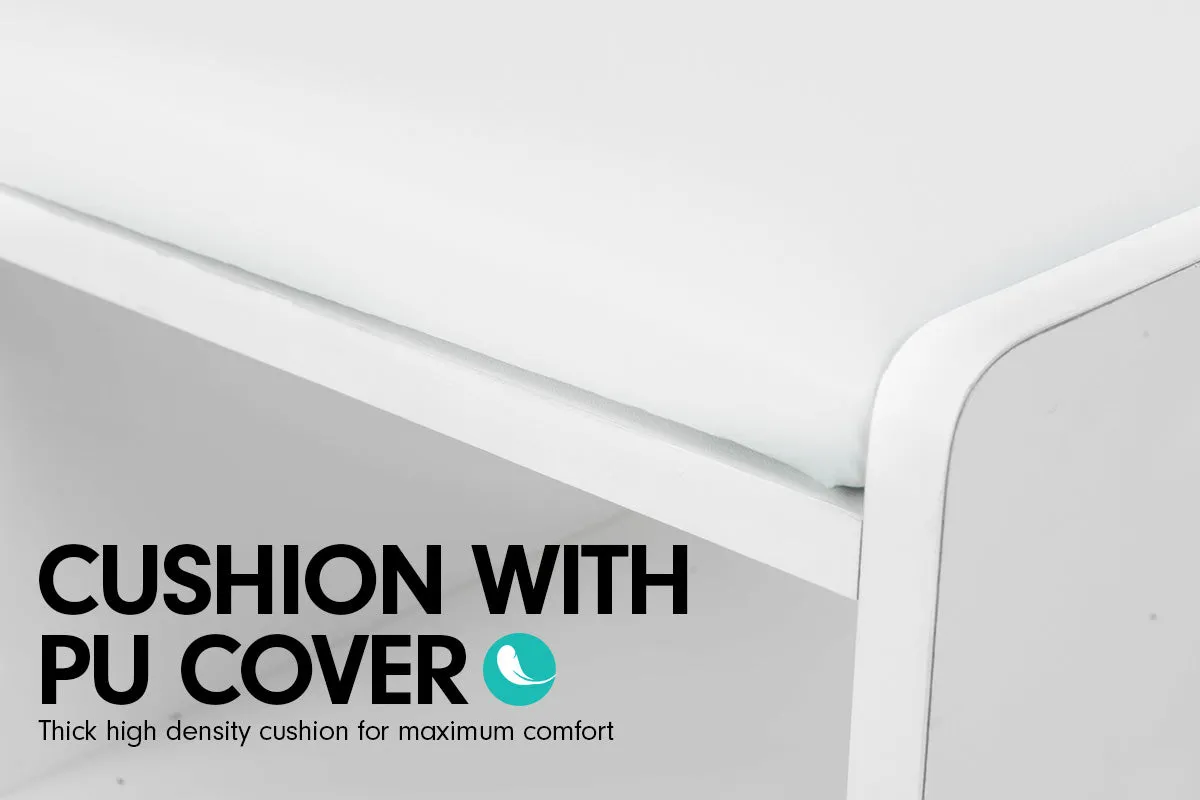 NNEDPE Shoe Rack Cabinet Organiser White Cushion - 80 x 30 x 45cm - White