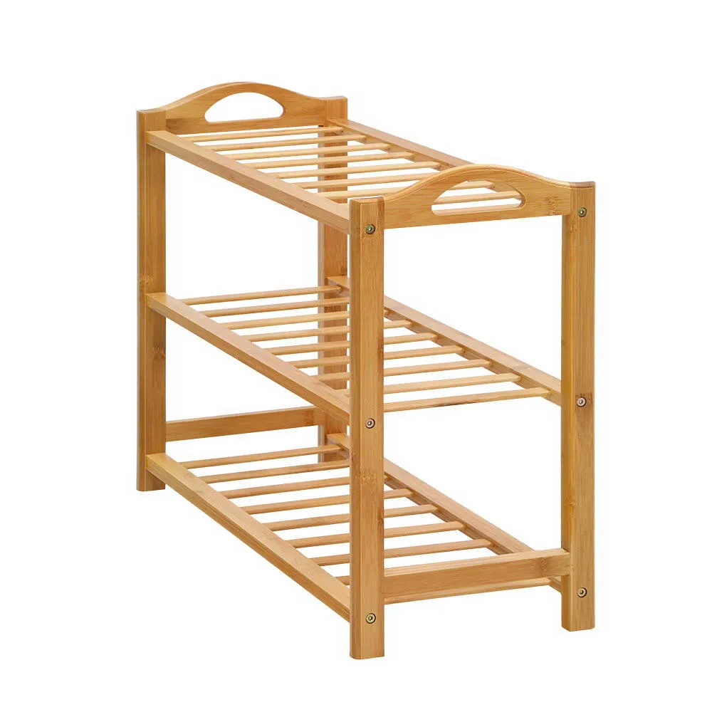 NNEDSZ 3 Tiers Bamboo Shoe Rack Storage Organiser Wooden Shelf Stand Shelves
