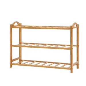 NNEDSZ 3 Tiers Bamboo Shoe Rack Storage Organiser Wooden Shelf Stand Shelves