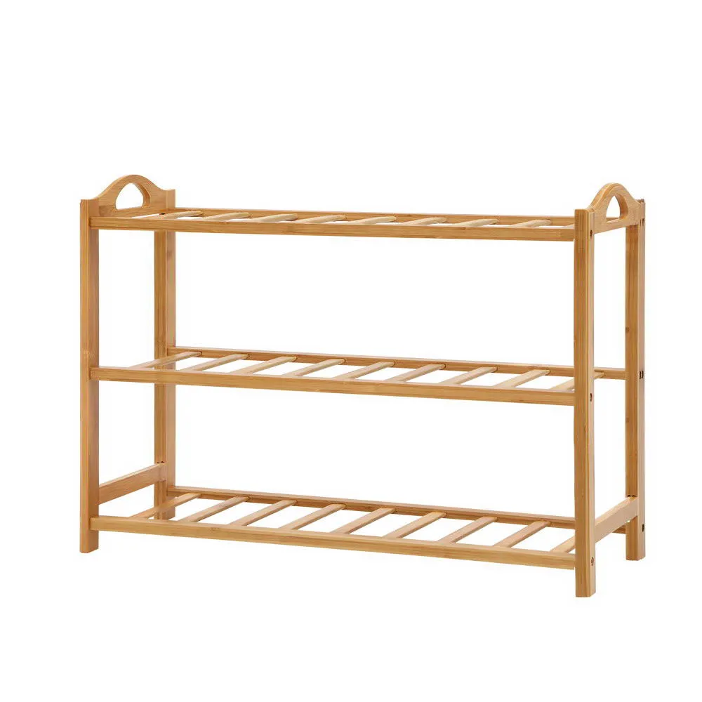 NNEDSZ 3 Tiers Bamboo Shoe Rack Storage Organiser Wooden Shelf Stand Shelves