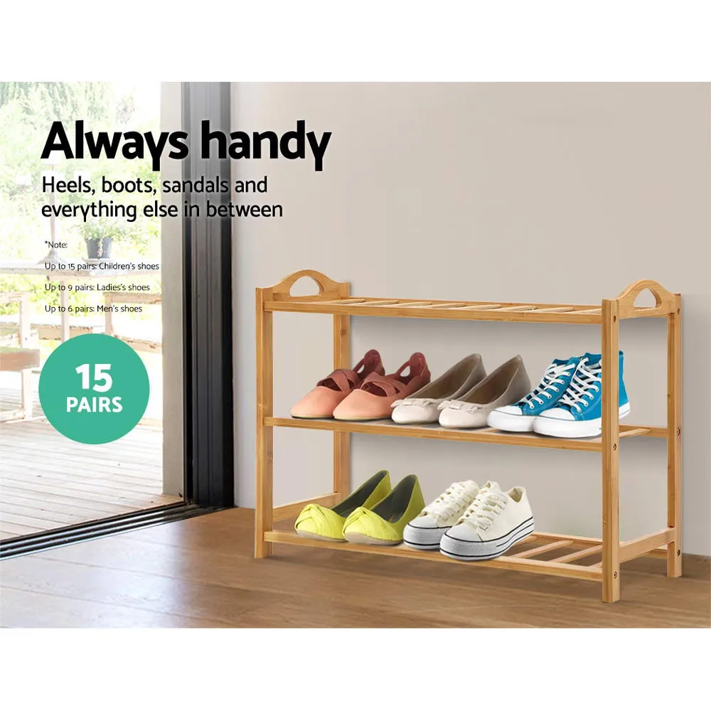 NNEDSZ 3 Tiers Bamboo Shoe Rack Storage Organiser Wooden Shelf Stand Shelves