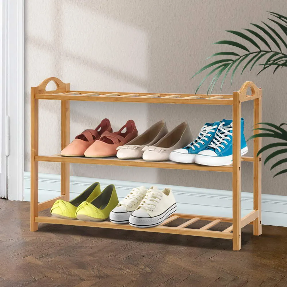 NNEDSZ 3 Tiers Bamboo Shoe Rack Storage Organiser Wooden Shelf Stand Shelves