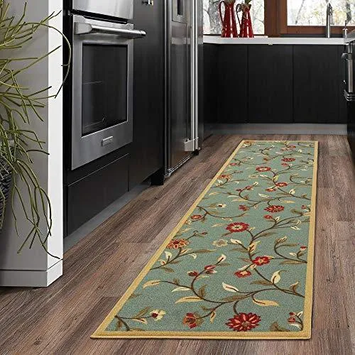 Ottomanson Ottohome Collection Floral Garden Design Modern Area Rug with Non-Skid (Non-Slip) Rubber Backing, Dark Red, 39" L x 60" W