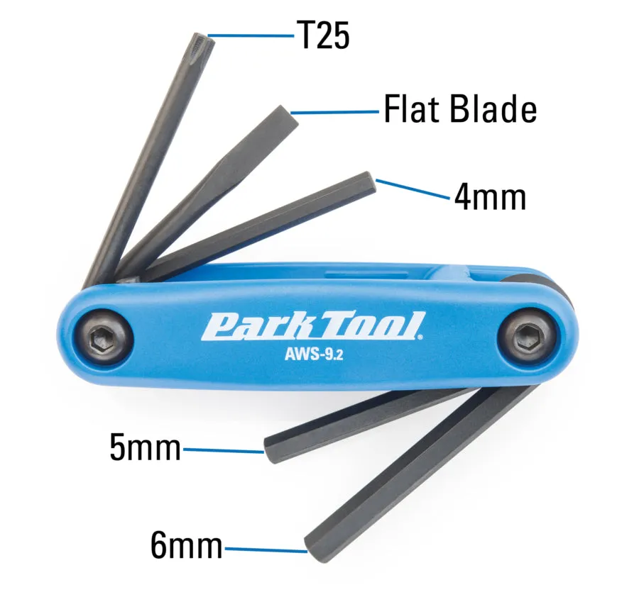Park Tool Fold-up Hex Wrench and Screwdriver Set: T25 Torx®, 4mm, 5mm, 6mm