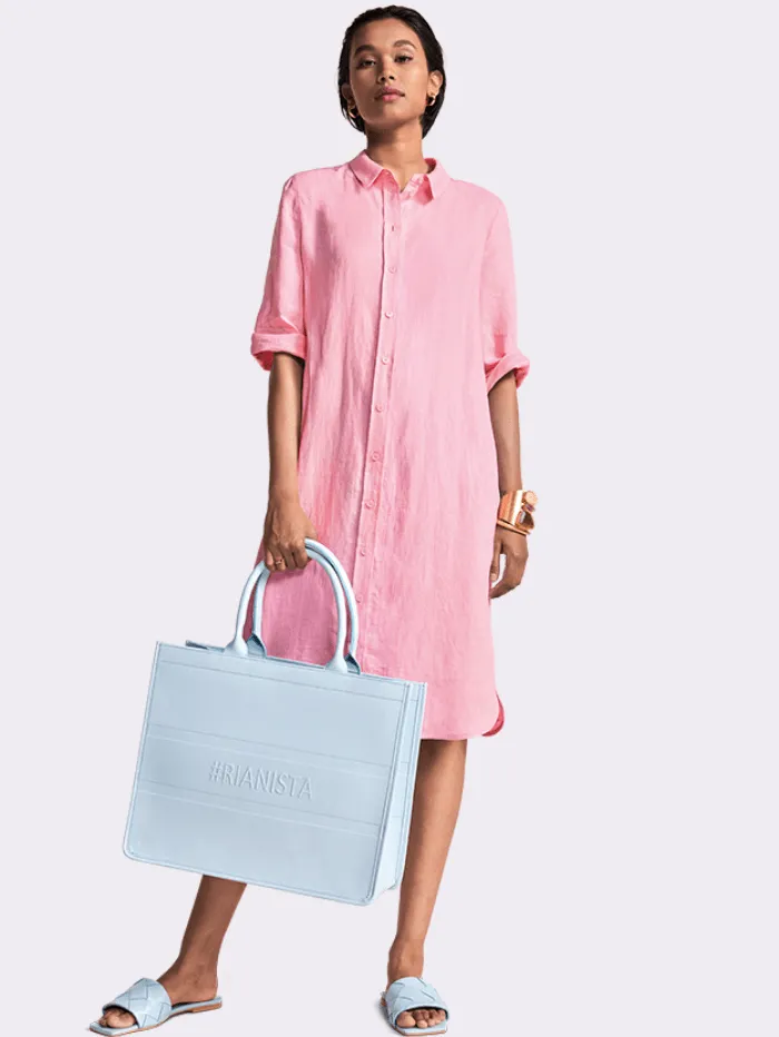 Riani Pink Rose Midi Linen Shirt Dress 246880 2272 311