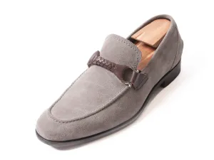 Salvatore Ferragamo Grey Suede Braided Band Loafers