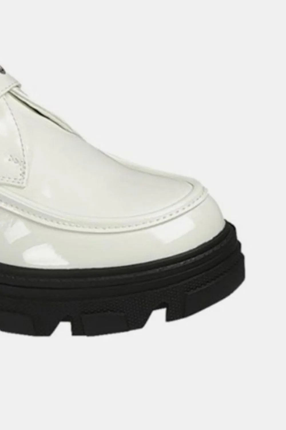 Samara Buckled Platform Lug Sole Loafers In White