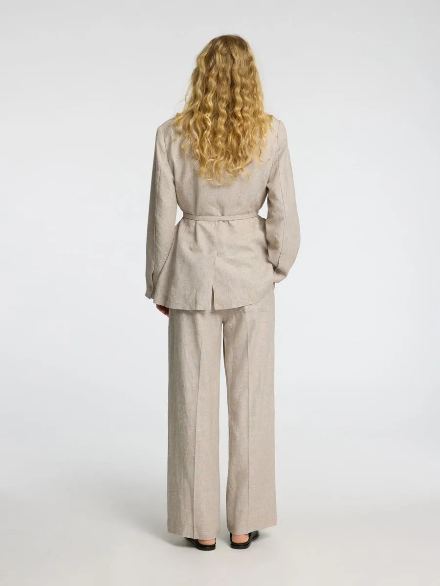 Selected Femme Margo tara linen wide leg trouser Sepia Tint