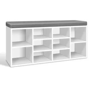 Shoe Bench with Storage Cubes - White