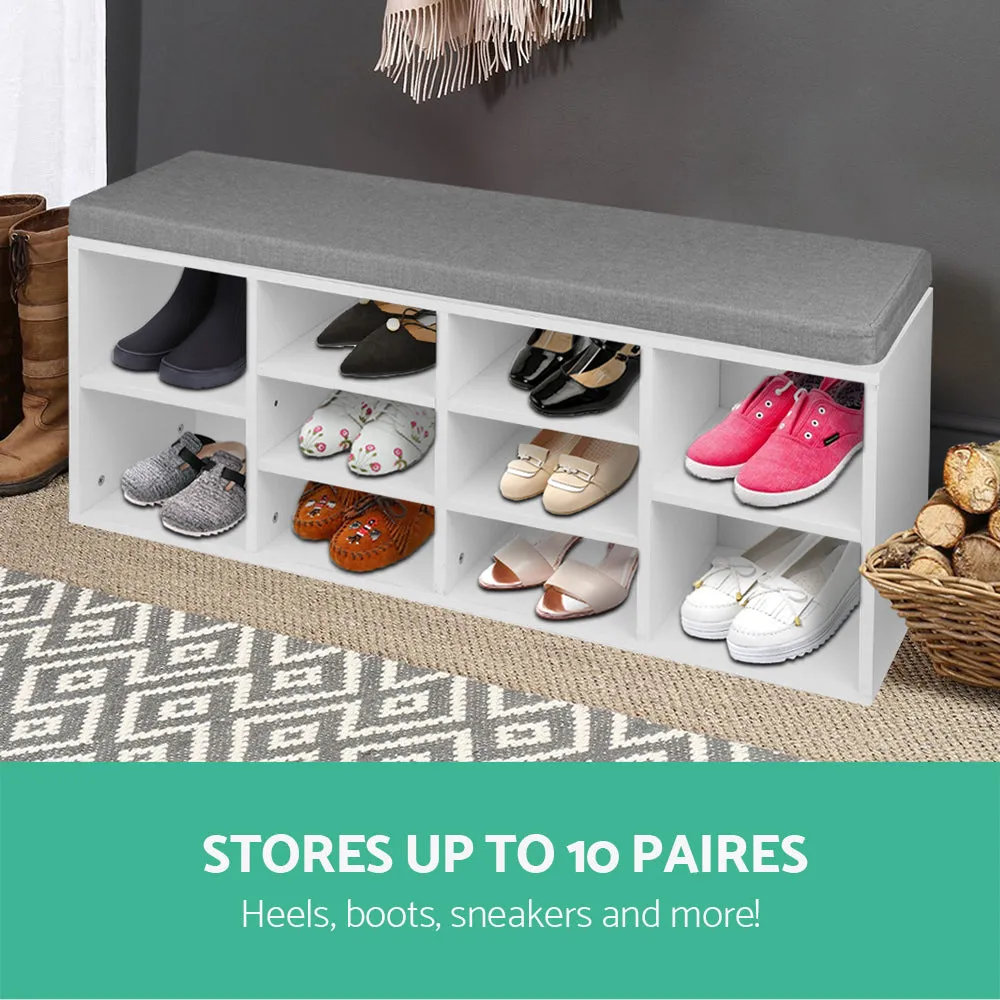 Shoe Bench with Storage Cubes - White