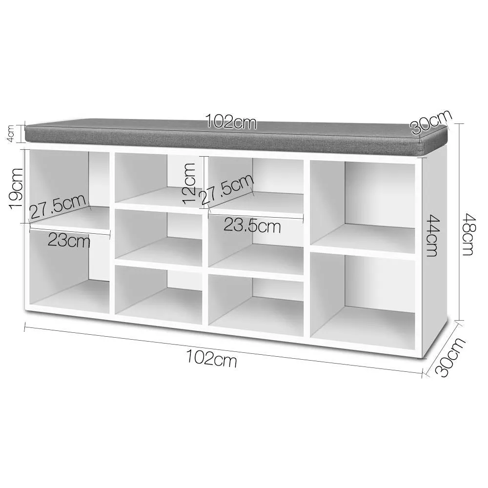 Shoe Bench with Storage Cubes - White