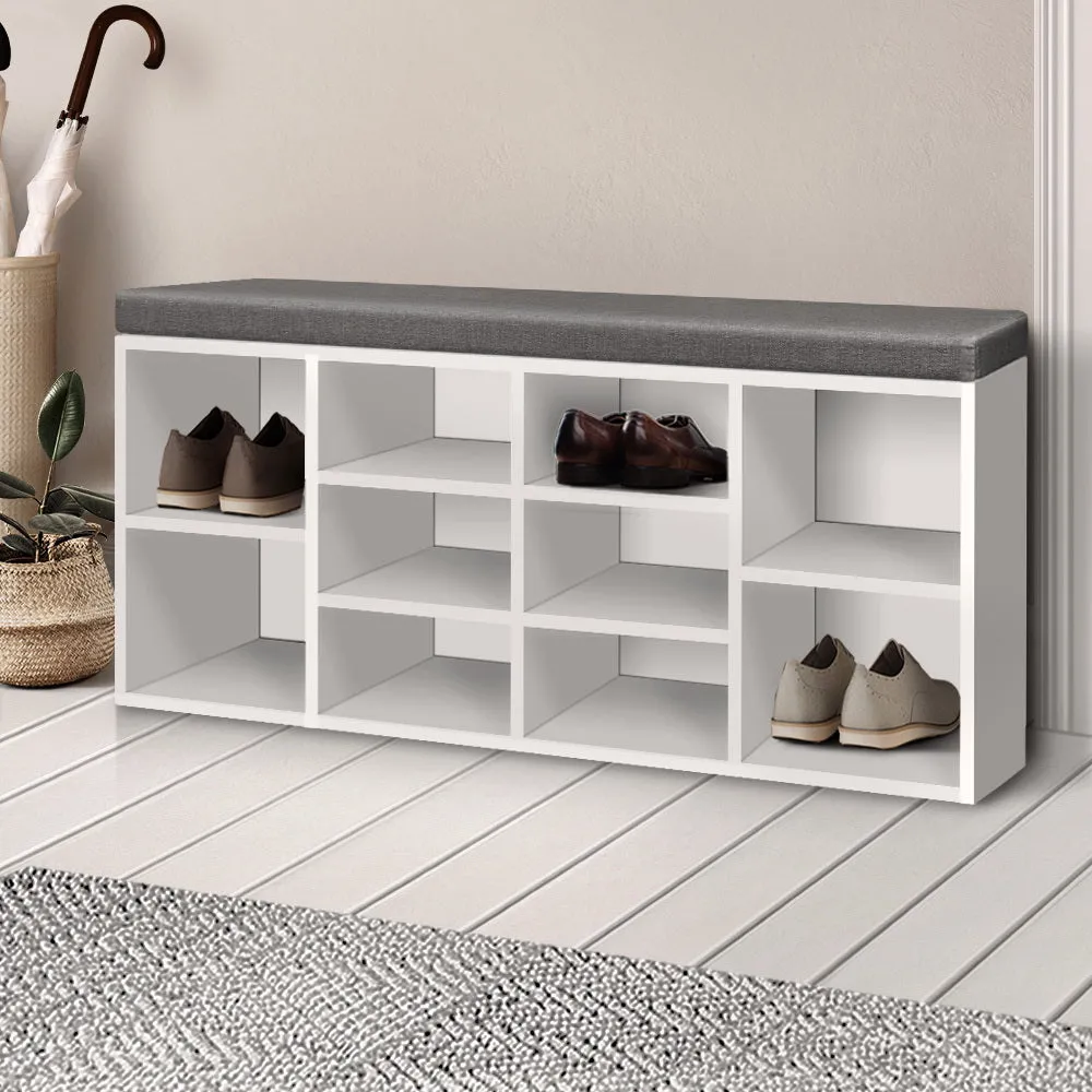 Shoe Bench with Storage Cubes - White