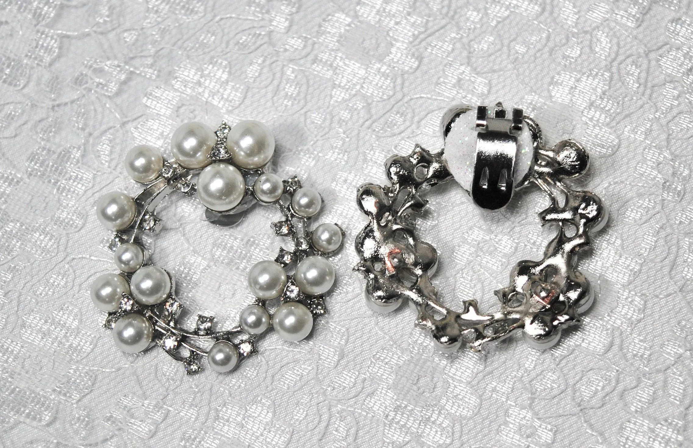 Silver and Pearl Shoe Clips
