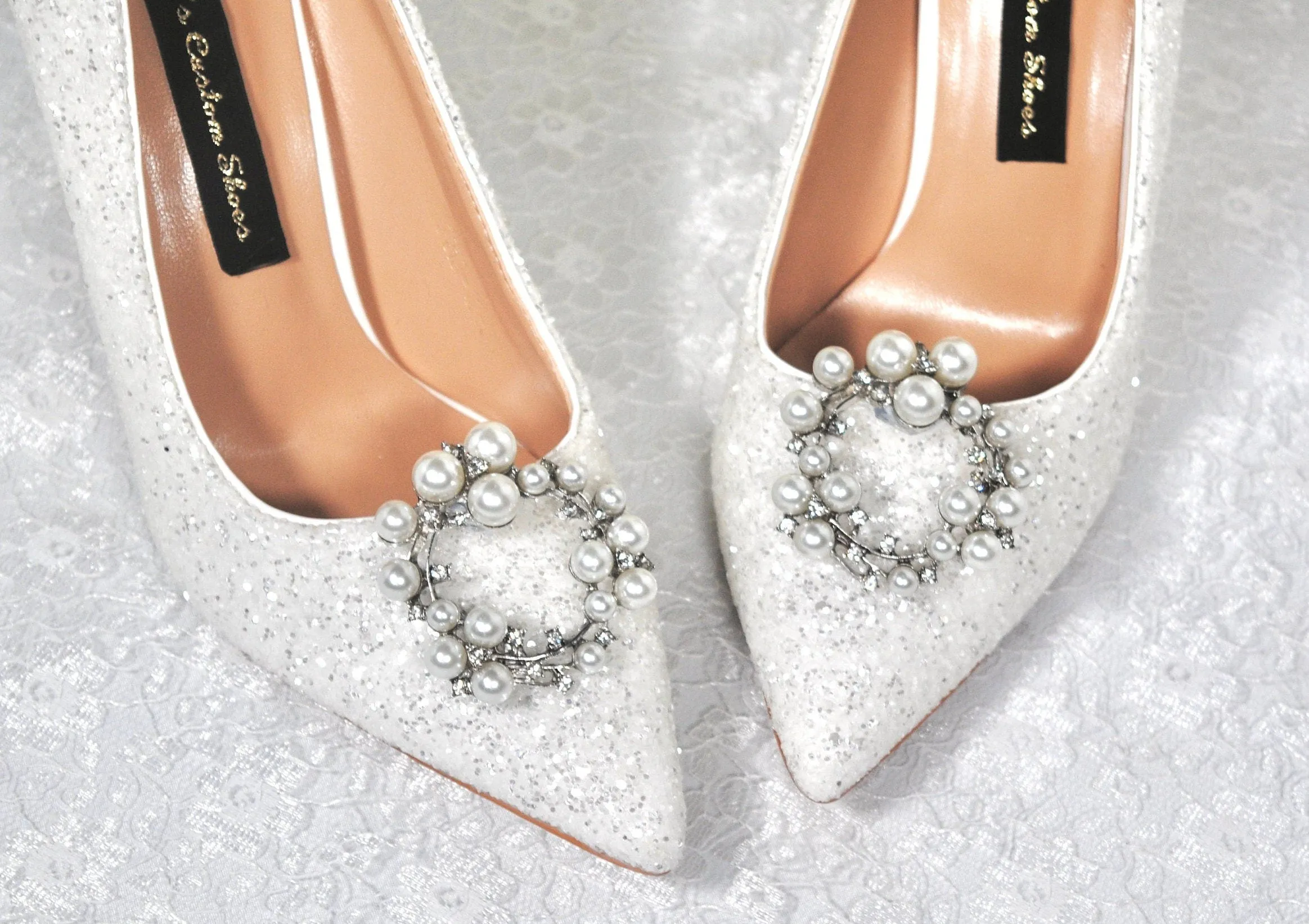 Silver and Pearl Shoe Clips