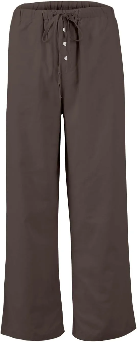 Summer Womens Work Pants Linen Drawstring Vacation Baggy Pants Wide Leg Palazzo High Waisted Pocket Solid Trouser 2025