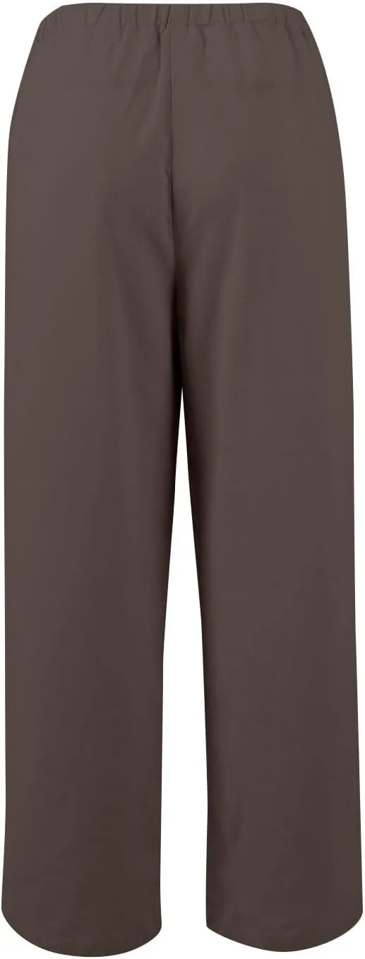 Summer Womens Work Pants Linen Drawstring Vacation Baggy Pants Wide Leg Palazzo High Waisted Pocket Solid Trouser 2025