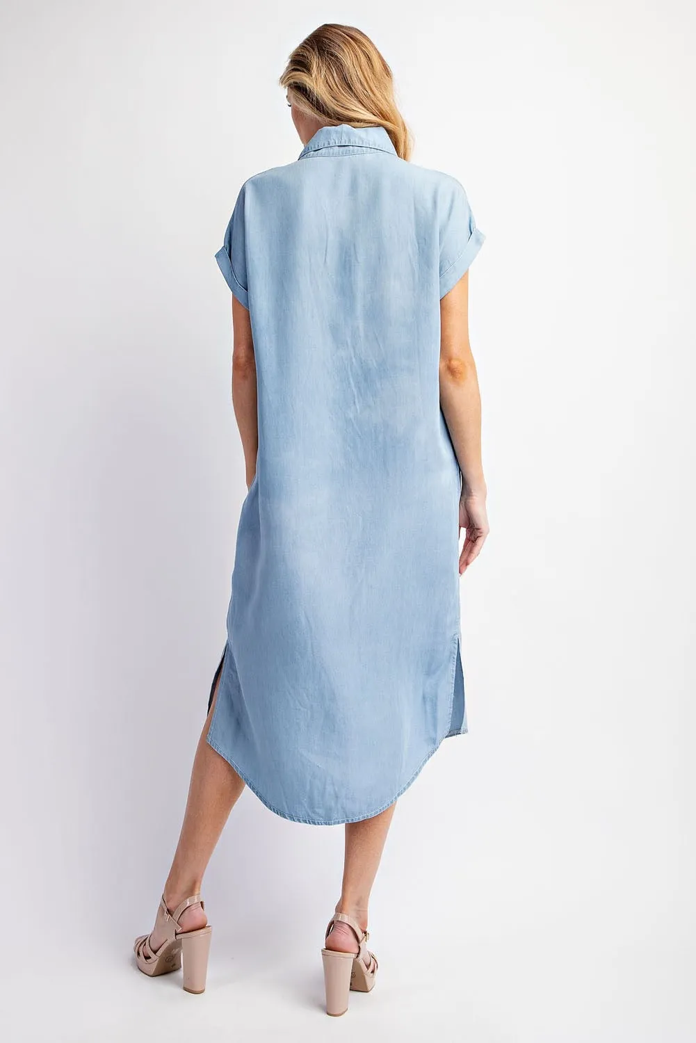 Tencel Short Sleeve Shirt Dress - Light