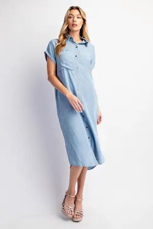 Tencel Short Sleeve Shirt Dress - Light