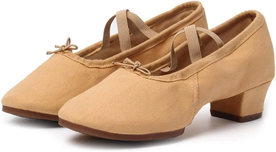 TINRYMX Women Latin Dance Shoes Ballroom Canvas Dance Shoes with Rubber Sole