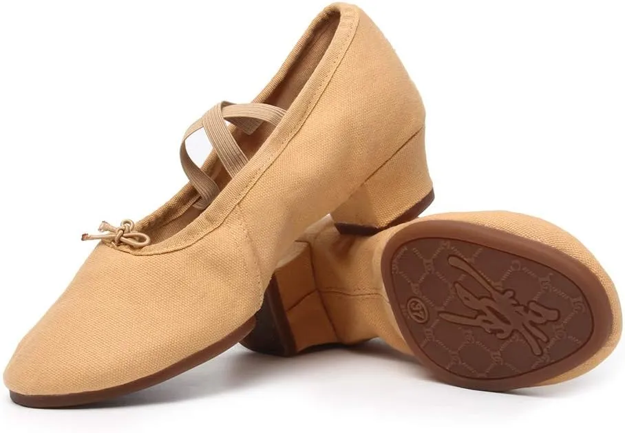 TINRYMX Women Latin Dance Shoes Ballroom Canvas Dance Shoes with Rubber Sole