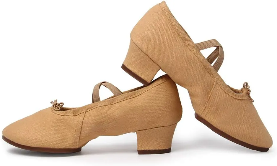 TINRYMX Women Latin Dance Shoes Ballroom Canvas Dance Shoes with Rubber Sole