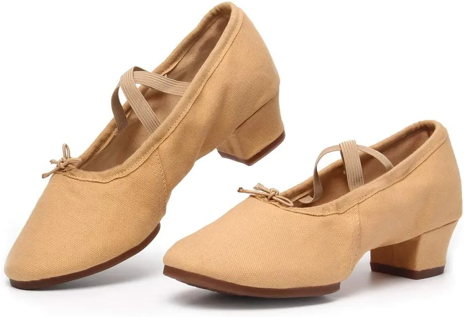 TINRYMX Women Latin Dance Shoes Ballroom Canvas Dance Shoes with Rubber Sole