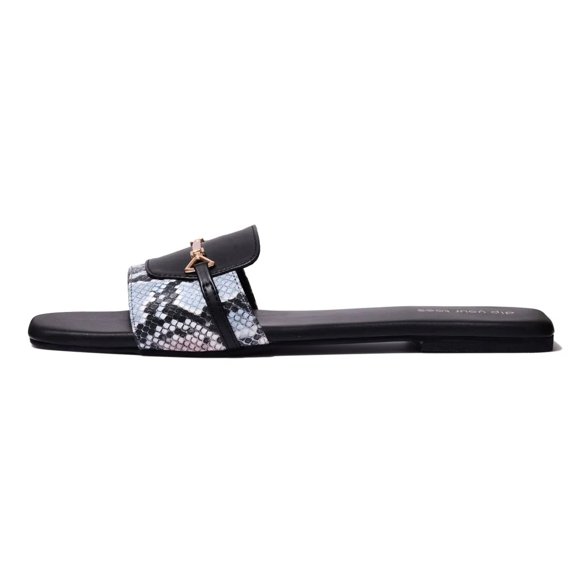 White Snake-print Flats
