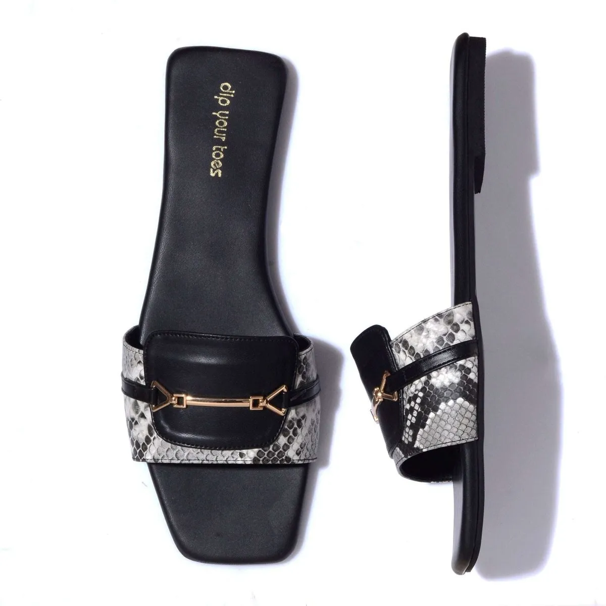 White Snake-print Flats