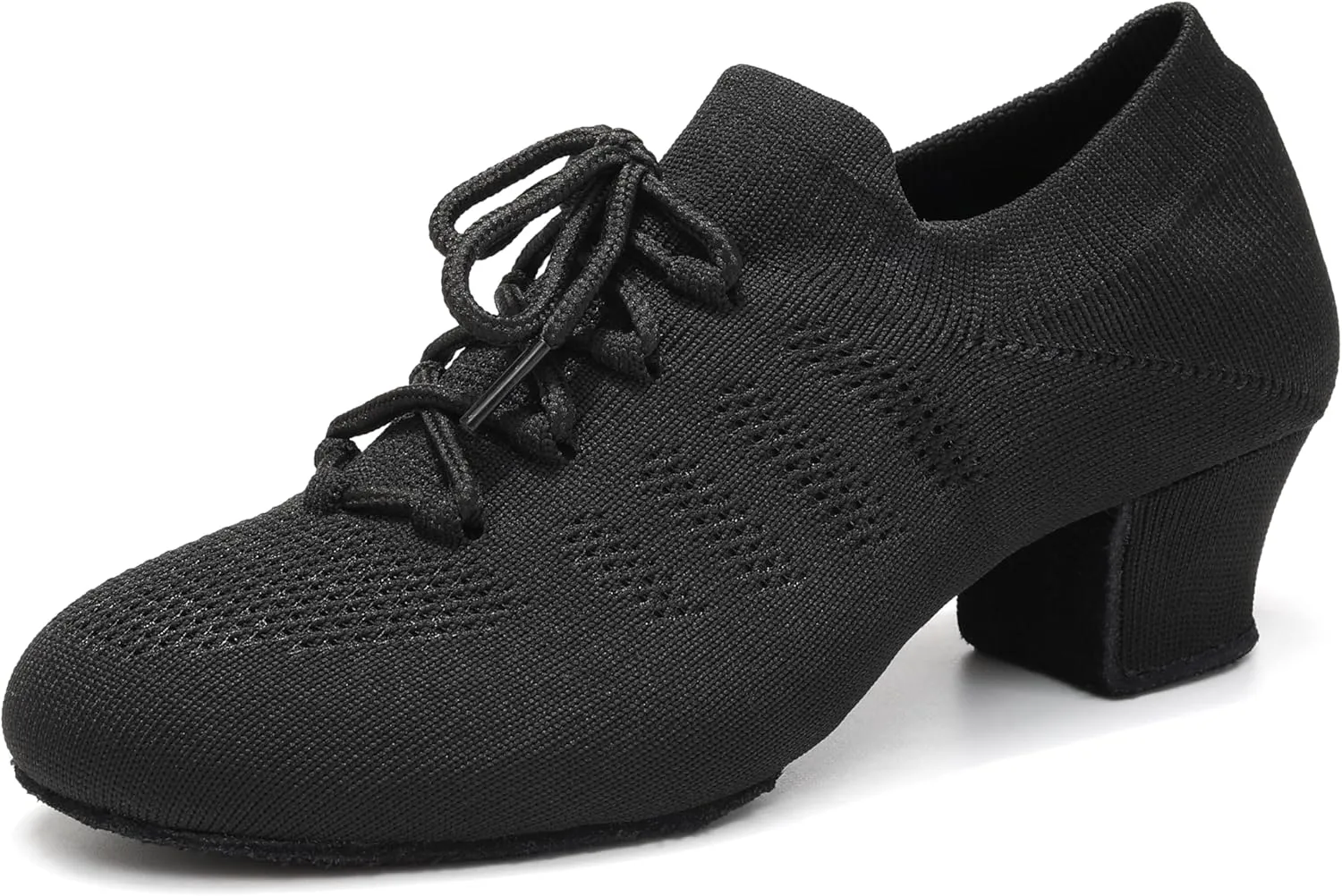 Womens Latin Dance Shoes Close Toe Practice Shoes for Women Low Heel Lace-up Ballroom Salsa Split-Sole
