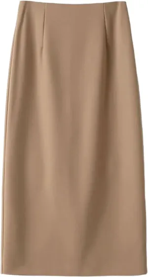 Women's mid-Length Business Casual Workplace Fashion Slim high Waist Elegant Straight Pencil Skirt