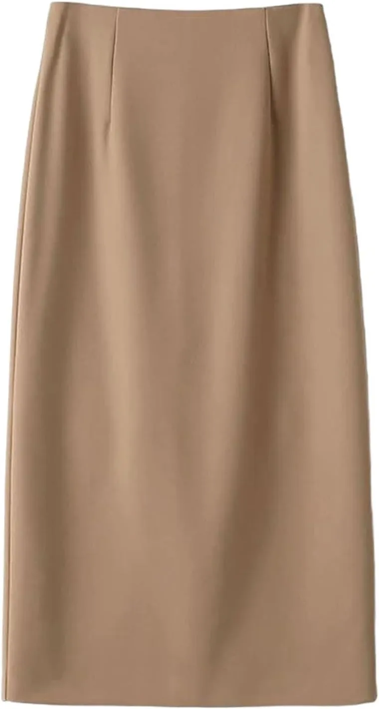 Women's mid-Length Business Casual Workplace Fashion Slim high Waist Elegant Straight Pencil Skirt